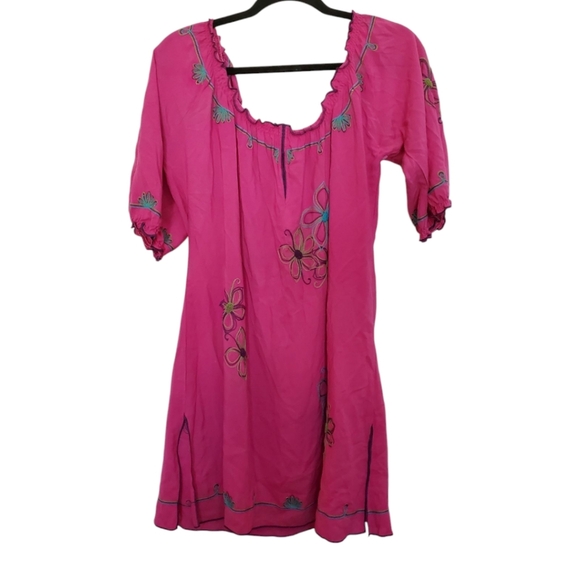 💢 SOLD ONE WORLD Embroidered Boho Dress One World - Picture 1 of 5